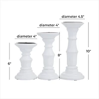 White Wood French Country Candle holder 10",8",6