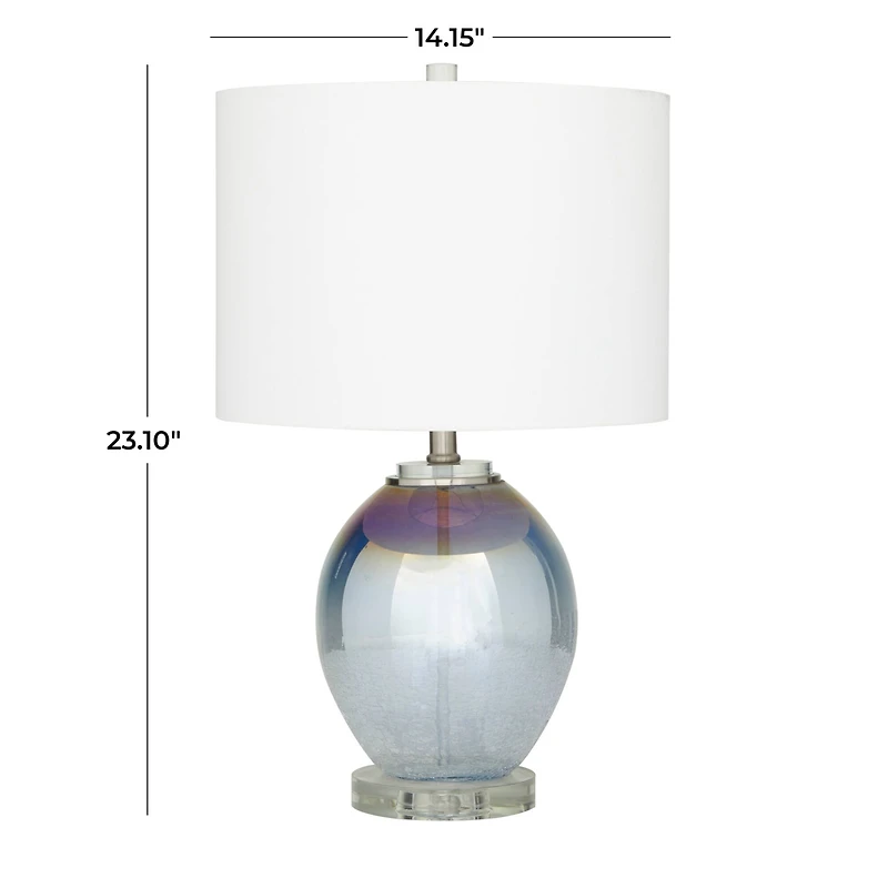 Blue Glass Table Lamp Set of 2 14", 23"