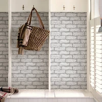 InHome Cambridge Brick Gray Peel & Stick Wallpaper