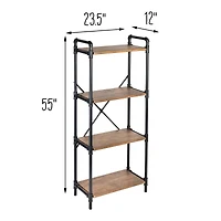 Honey Can Do Black 4-Tier Industrial Bookshelf