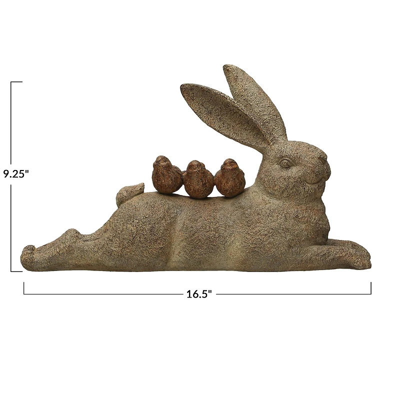 Hello Honey® 16.5" Decorative Resting Rabbit with Birds Figurine