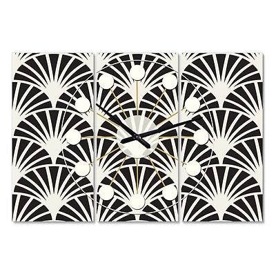 Designart Retro Art Deco Waves I Mid-Century Modern Multipanel Wall Clock