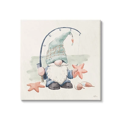 Stupell Industries Summer Fisherman Gnome Holding Starfish Canvas Wall Art