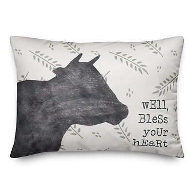 20" x 14" Bless Your Cow Indoor & Outdoor Throw Pillow