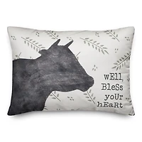 20" x 14" Bless Your Cow Indoor & Outdoor Throw Pillow