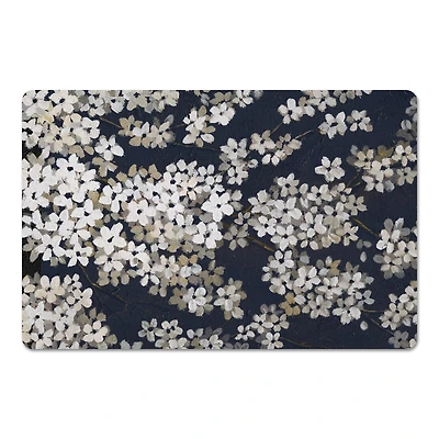 Navy & White Blossoms Floor Mat