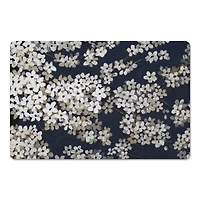 Navy & White Blossoms Floor Mat