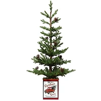 24" Unlit Fir Artificial Christmas Tree with Pinecones in Red Metal Pot