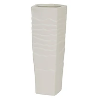 White Ceramic Contemporary Vase, 13" x 5" x 5"