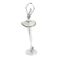 Set of 3 Silver Polystone Modern Dancer Sculpture, 18", 18", 16"