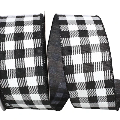 Reliant 2.5" x 25yd. Gingham Print Taffeta Wired Ribbon