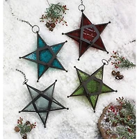9.5'' Green Glass Star Lantern