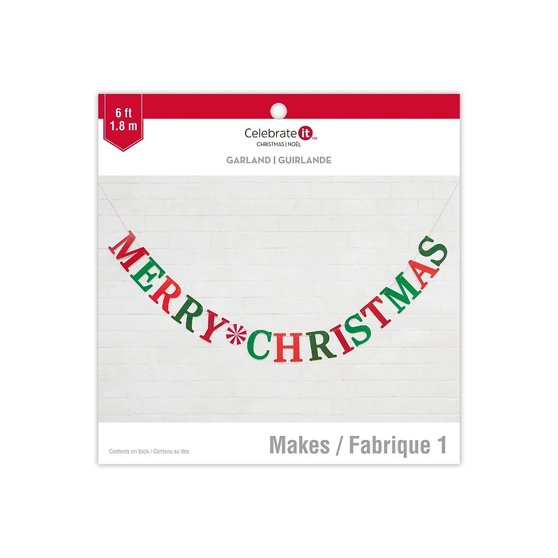 6ft. Merry Christmas Paper Garland by Celebrate It™