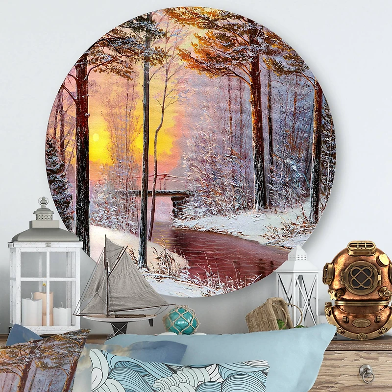 Designart - Christmas Forest With River and Trees IV