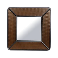 Brown Wood Industrial Wall Mirror, 32" x 32" x 2"