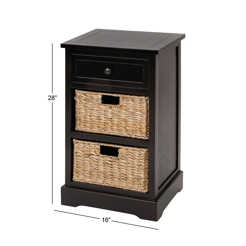 28" Black Farmhouse Wood Storage Cabinet