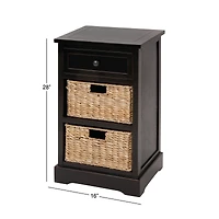 28" Black Farmhouse Wood Storage Cabinet