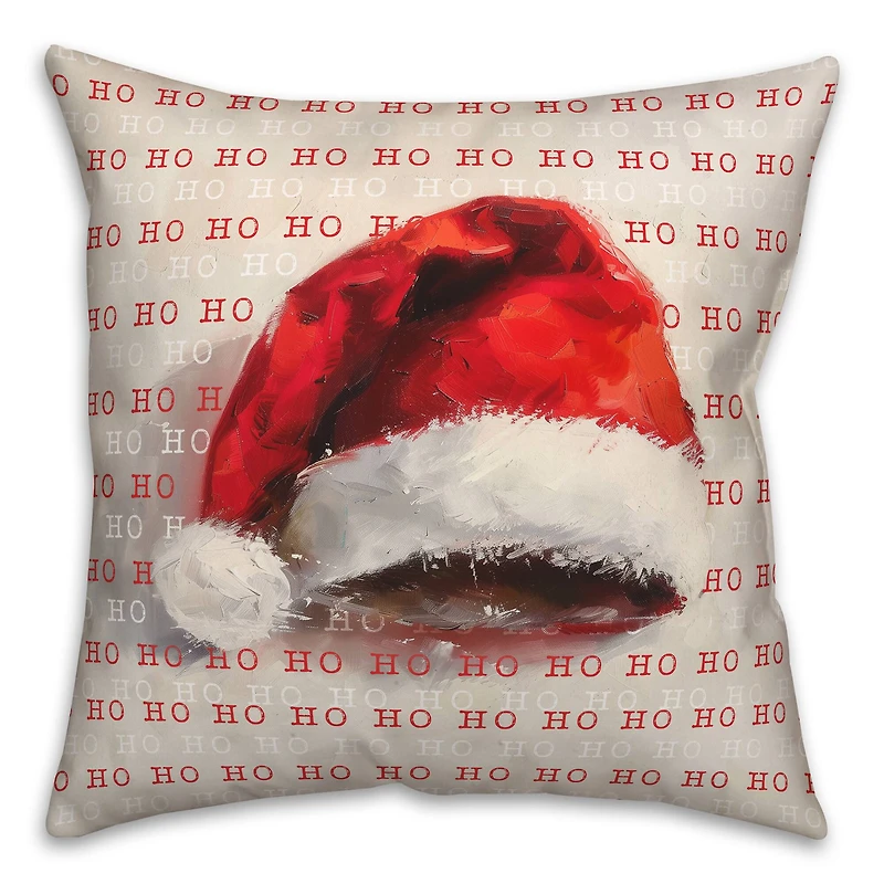 Painterly Santa Hat 18" x 18" Spun Poly Pillow