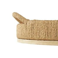 Brown Wood Tray with Wood Base Set