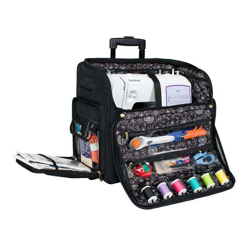 Everything Mary Black Stamped Rolling Sewing Machine Tote