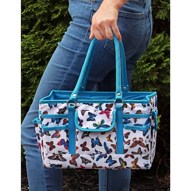 SINGER® Butterfly Print Collapsible Sewing Storage Tote Caddy