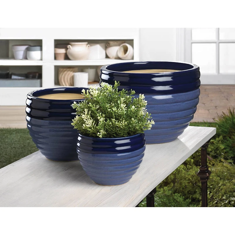 Duo Blue Tone Planter Set