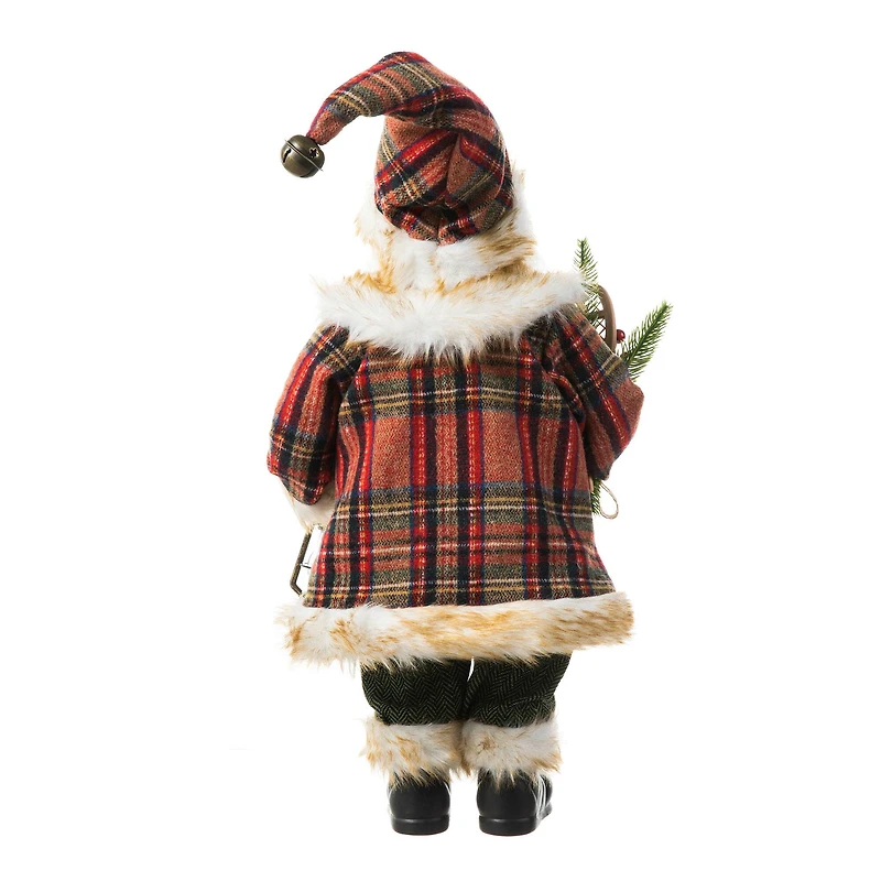 Glitzhome® 18" Faux Fur Christmas Woodland Santa Figurine