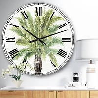 Designart 'Mixed Botanical Greens Palms Iv Farmhouse Wall Clock