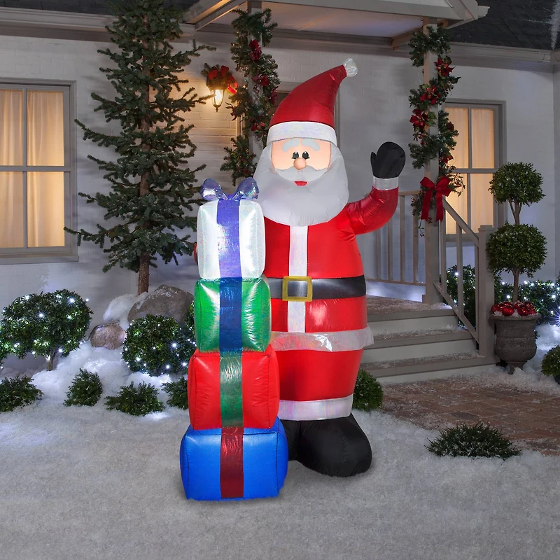 7ft. Airblown® Inflatable Christmas Iridescent & Sequin Santa with Presents