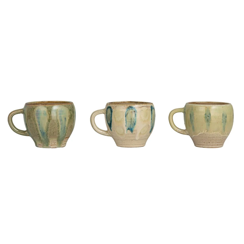 Hello Honey® 12oz. Green & Blue Geometric Stoneware Mug Set