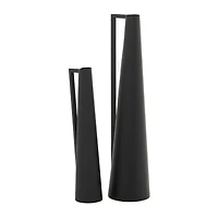 CosmoLiving by Cosmopolitan Black Metal Slim Vase with Handles Set of 2 22", 17"