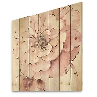 Designart - Indigold Shabby Peonies Pink - Farmhouse Print on Natural Pine Wood
