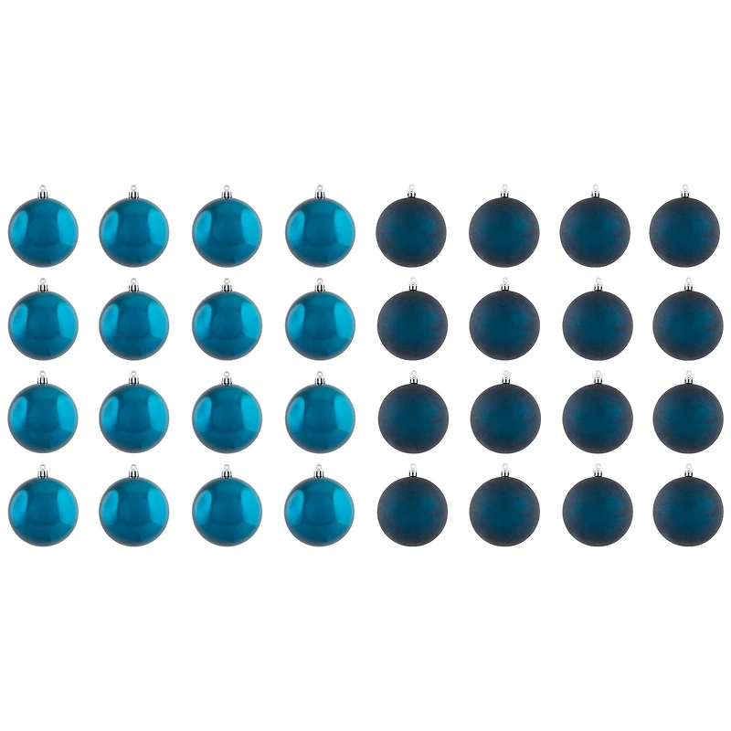 32ct. 3.25" 2-Finish Sapphire Blue Shatterproof Ball Ornaments
