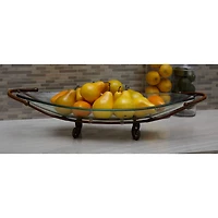 Brass Glass and Metal Modern Serving Bowl, 6" x 30" x 12"