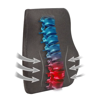 Mind Reader Air-Cloud Lumbar Cushion, Ergonomic Memory Foam Back Support Pillow for Office Chairs, Recliners, and Car Seats, Chiropractor-Recommended, Gray