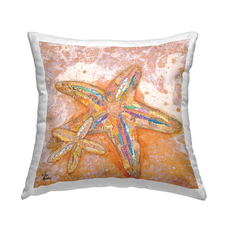 Stupell Industries Starfish Beach Shore Nautical Animal Throw Pillow, 18" x 18"