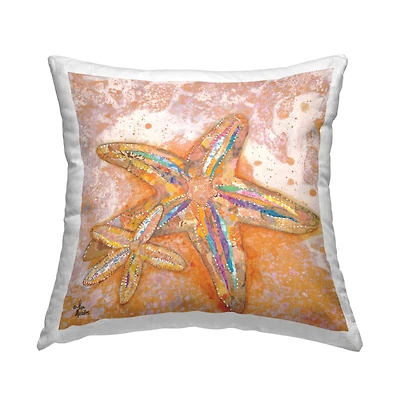 Stupell Industries Starfish Beach Shore Nautical Animal Throw Pillow, 18" x 18"