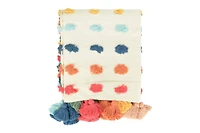 Hello Honey® Woven Cotton Throw with Tufted Dots and Tassels