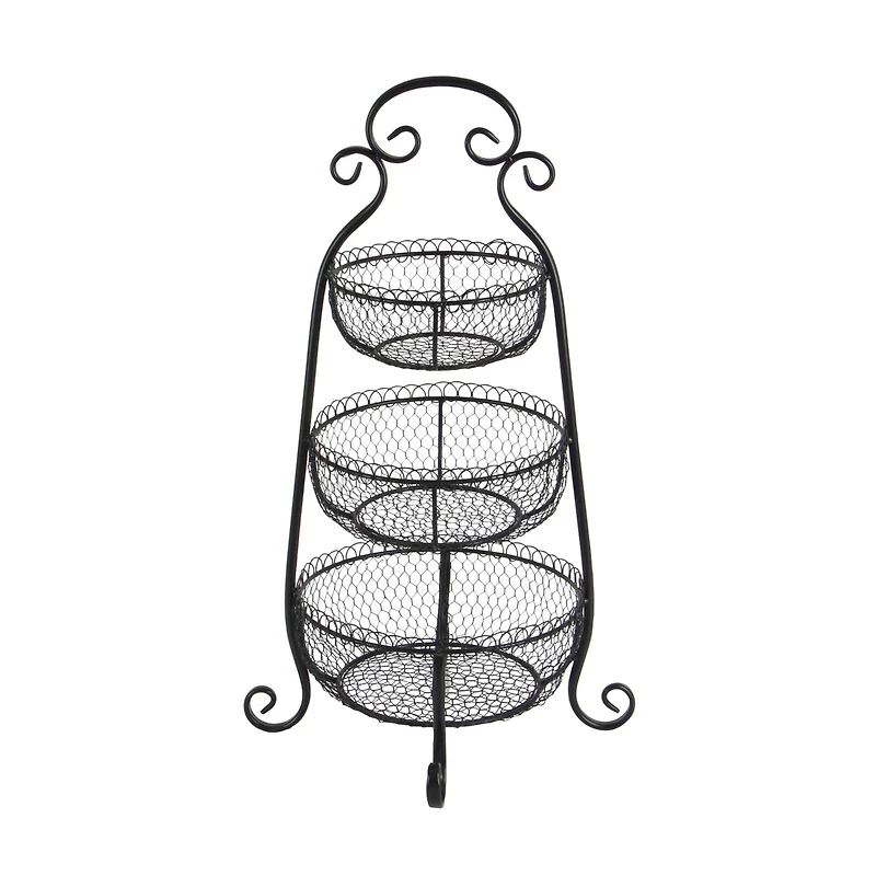 33" Black Iron Farmhouse 3 Tier Tray Stand