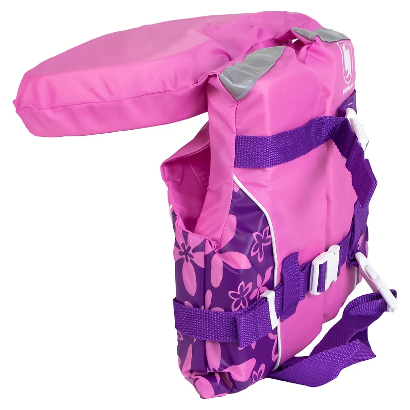 Swim Central 20" Pink & Purple Floral Girl Infant Life Jacket Vest with Handle