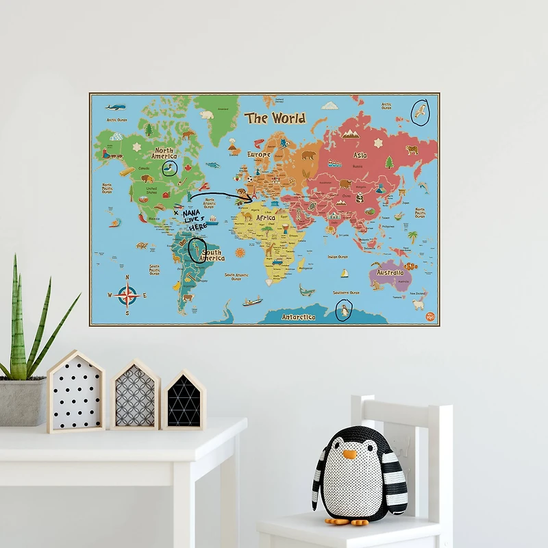 Wallpops Kids World Dry Erase Map Decal