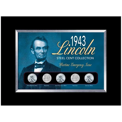 1943 Lincoln Steel Penny Collection Wartime Emergency Issue in Small Frame