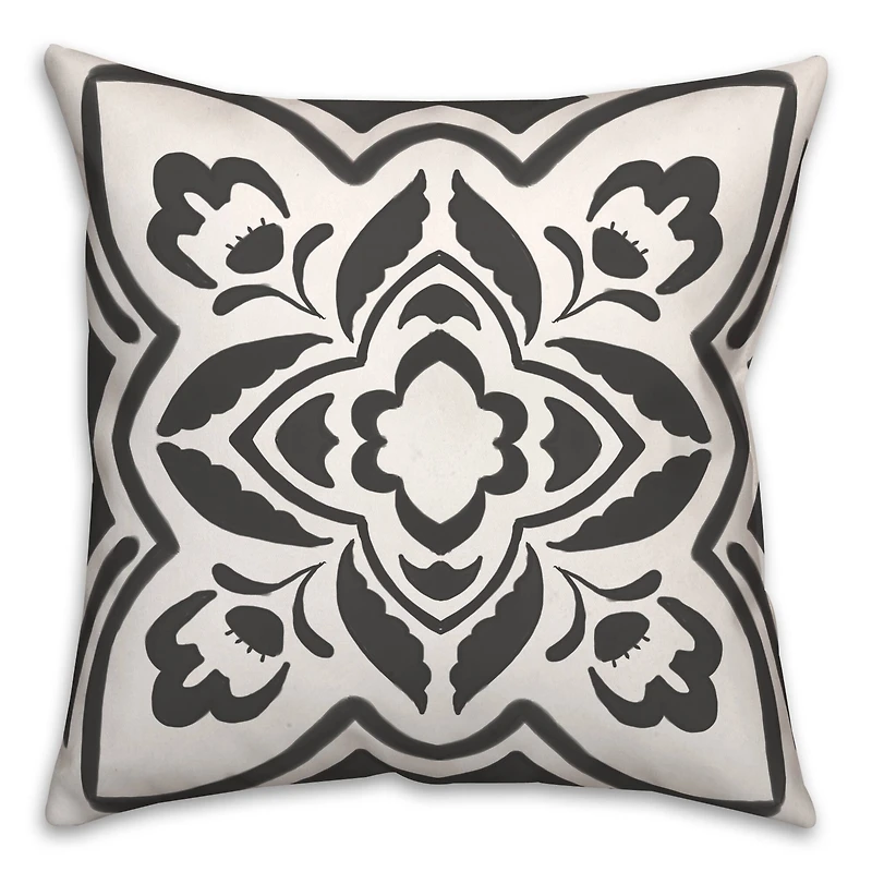 Black Medallion II 18" x 18" Throw Pillow