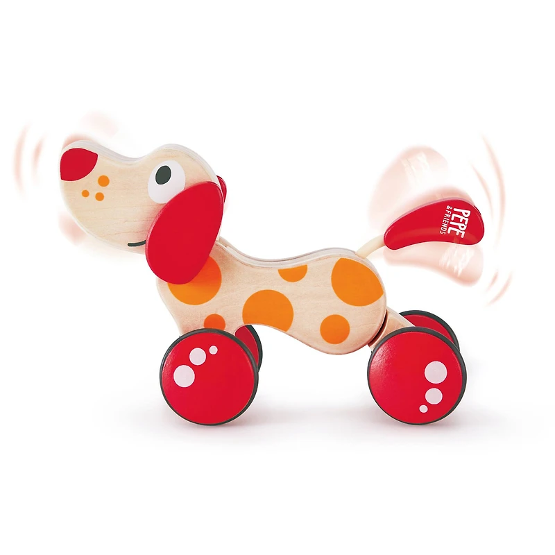 Hape Walk-A-Long Pepe the Puppy Wooden Toddler Pull Toy
