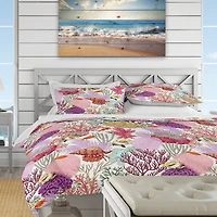 Designart 'Coral Reef and Fishes Pattern' Nautical & Coastal Bedding Set