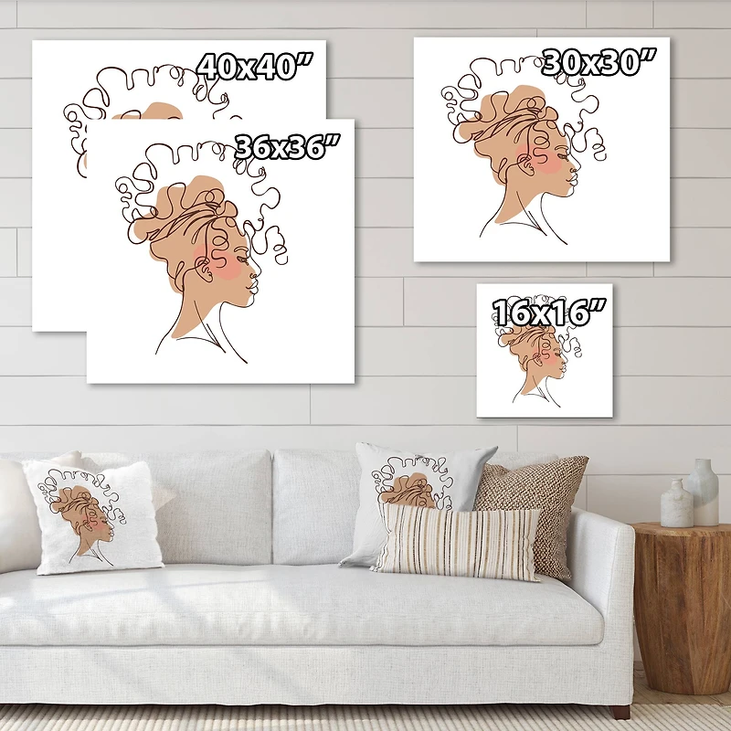 Designart - One Line Portrait of African American Woman I