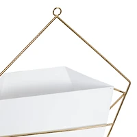 CosmoLiving by Cosmopolitan Set of 2 White Metal Contemporary Planter, 12", 15"