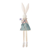 Glitzhome® 29.5" Easter Fabric Girl Bunny with Dangling Legs Figurine