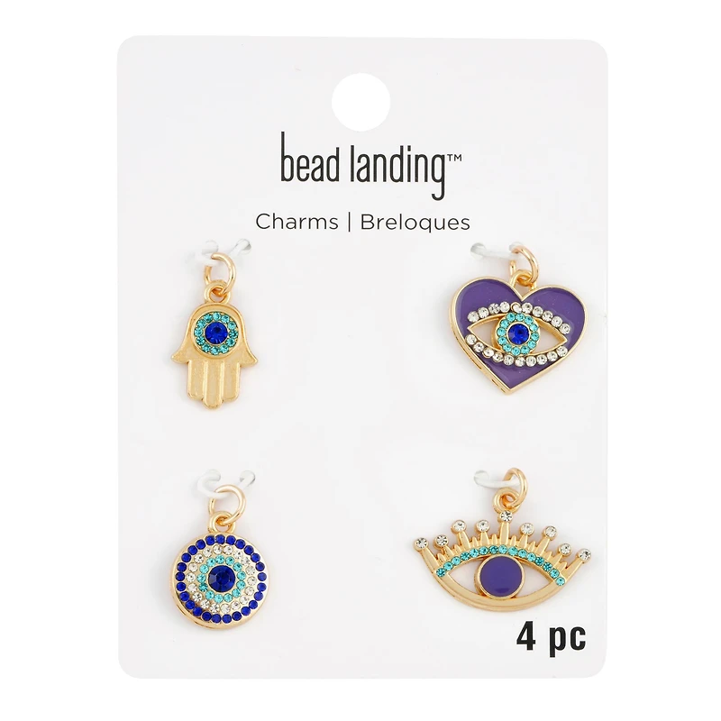Blue & Gold Evil Eye Charms by Bead Landing™