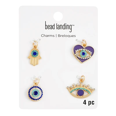Blue & Gold Evil Eye Charms by Bead Landing™